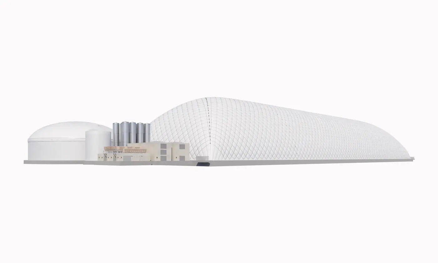 Technical elevation of the CO2 Battery plant built from the client's CAD data